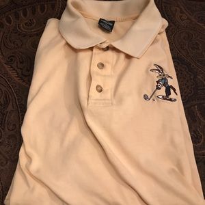 Vtg Warner Bros Wile E Coyote Polo Looney Tunes XL